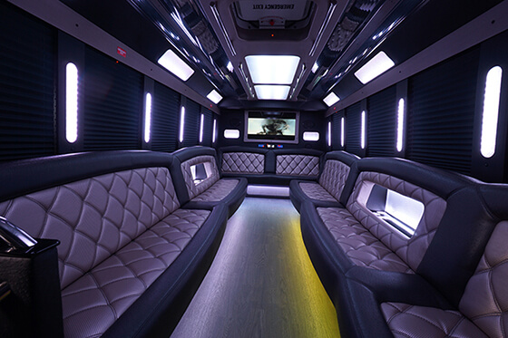 Inside a luxurious limo bus