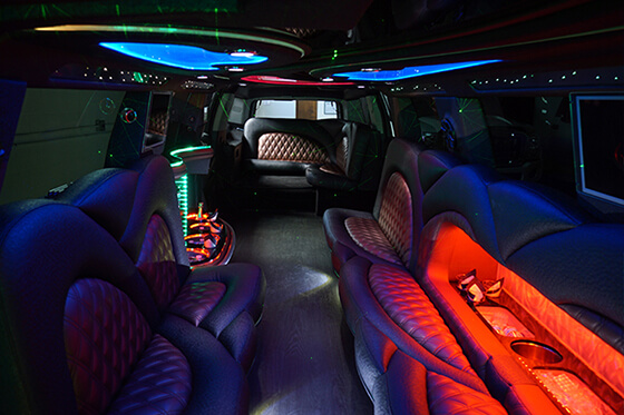Luxurious Akron limousine interior